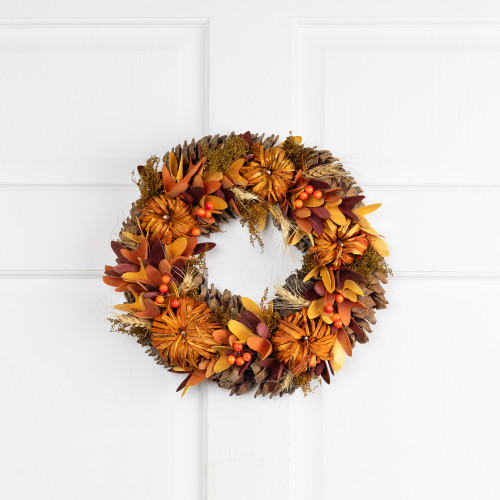 Mini Pumpkins and Berries Small Fall Harvest Wreath - 13" - Unlit