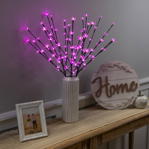 Lighted LED Cherry Blossom Artificial Tree Branches - 2.5' - Pink - Set of 3