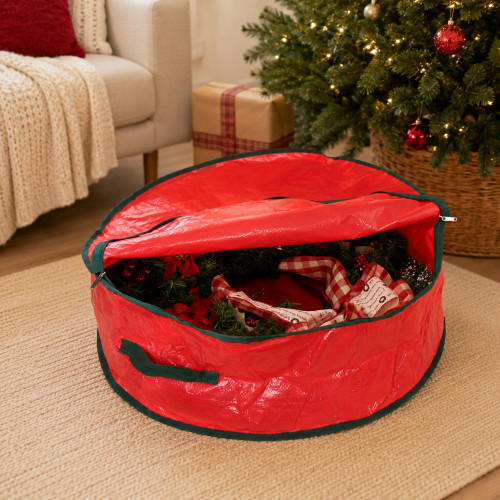 24-in Christmas Wreath Zippered Storage Bag with Handle