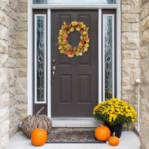 Berries and Pinecones Small Artificial Fall Harvest Twig Wreath - 18" - Unlit