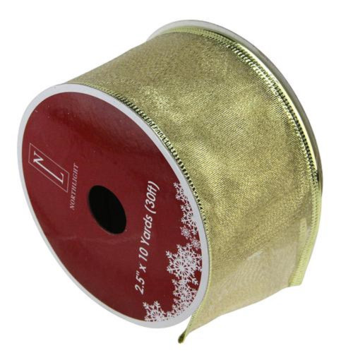 Textured Gold Wired Christmas Craft Ribbon 2.5" x 10 Yards