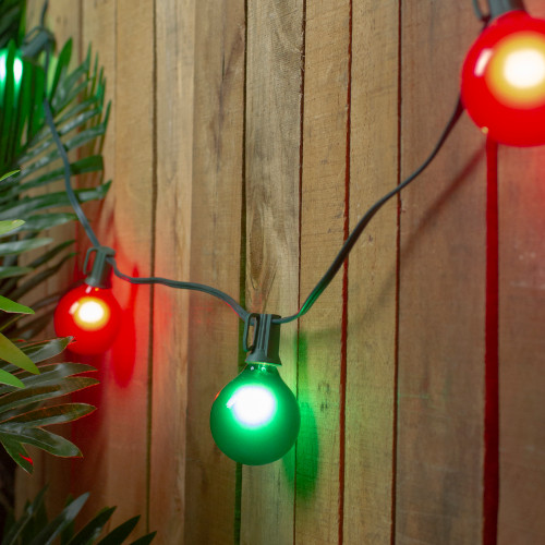 Satin G50 Globe Christmas String Lights - Green and Red - 13.75' Green Wire - 15ct