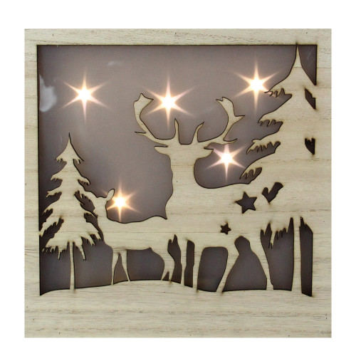 LED Lighted Buck and Doe Silhouette Wood Christmas Wall Plaque