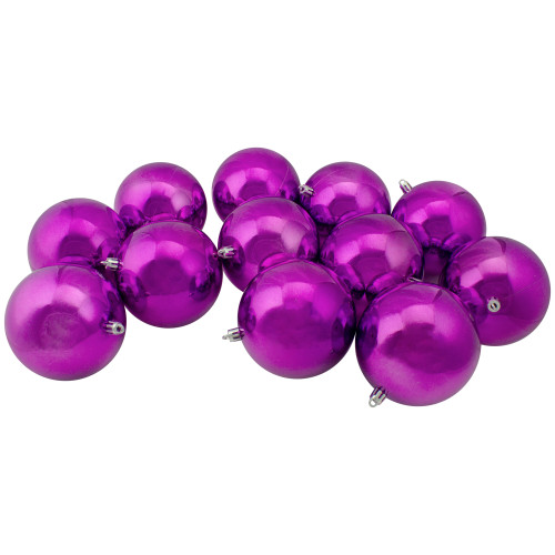 Shatterproof Shiny Christmas Ball Ornaments - 4" (100mm) - Purple - 12ct