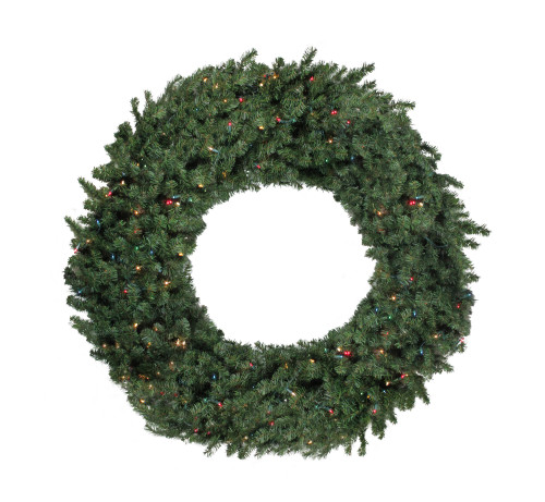 Pre-Lit Commercial Canadian Pine Artificial Christmas Wreath - 6' - Multi Lights