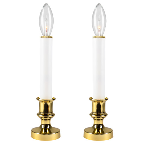 Single Light Window Candles - 9" - White - Set of 2