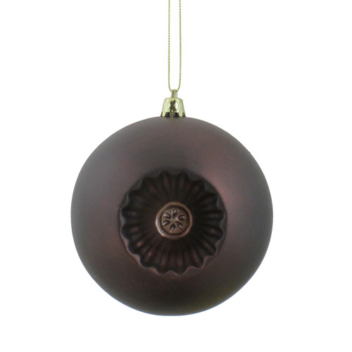 Shatterproof Matte Retro Reflector Christmas Ball Ornaments - 4" (100mm) - Brown - 6ct