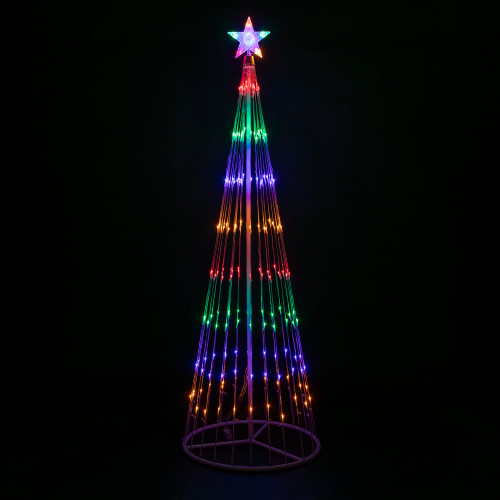 LED Lighted Multi-Function Outdoor Christmas Cone Tree - 6' - Multi-Color