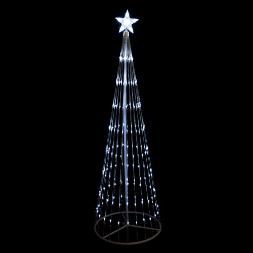 LED Lighted Show Cone Christmas Tree Outdoor Decoration - 9' - Pure White Lights