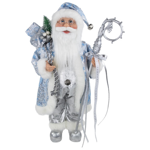 16" Ice Palace Santa Claus with Staff and Bag Christmas Figure