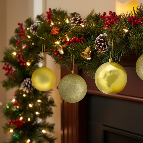 12ct Gold Shatterproof 4-Finish Christmas Ball Ornaments 4" (100mm)