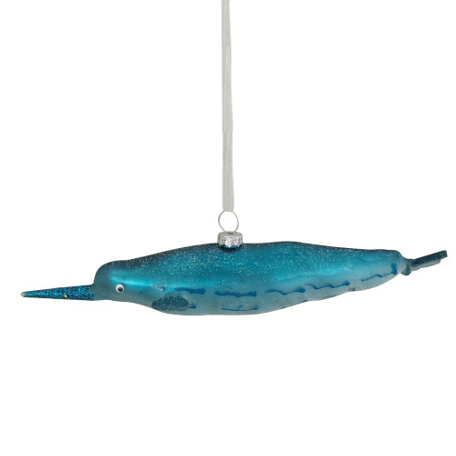 Glass Pipefish Christmas Ornament - 7.5" - Turquoise Blue