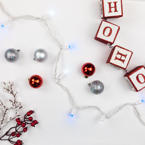 LED Wide Angle Christmas Lights - Blue and White - 16.25' White Wire - 50ct