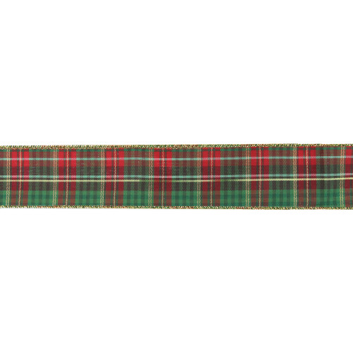 Red and Green Plaid Christmas Wired Craft Ribbon 2.5" x 16 Yards