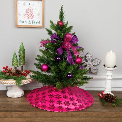 Sequin Snowflake Mini Christmas Tree Skirt - Pink - 20"