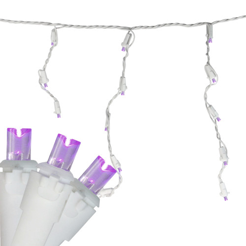 LED Wide Angle Icicle Christmas Lights - Purple - 5.5' White Wire - 100ct