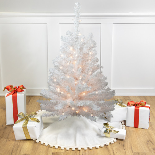 Pre-Lit Medium Snow White Artificial Christmas Tree - 3' - Clear Lights