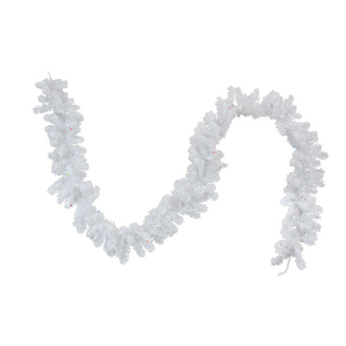 Pre-Lit Battery Operated White Artificial Christmas Garland - 9' x 10" - LED Multi Lights