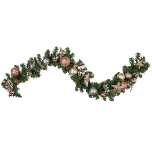 Pine with Stars and Ornaments Artificial Christmas Garland - 6' x 12" - Unlit