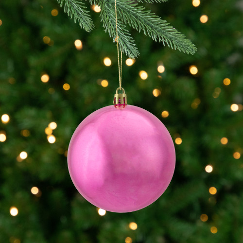 12ct Bubblegum Pink Shatterproof Shiny Christmas Ball Ornaments 4" (100mm)