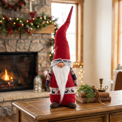 Plush Nordic Santa Gnome Christmas Decoration - 24" - Red and Black