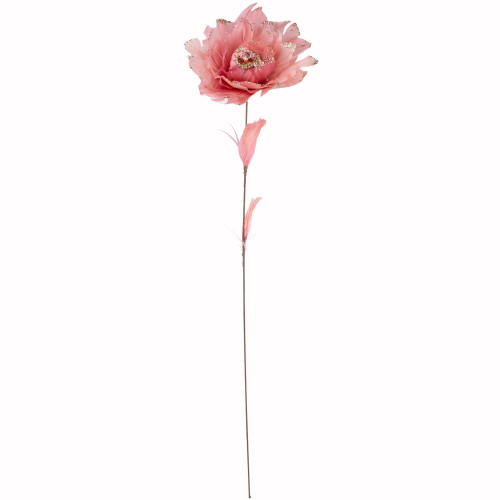 20.75" Pink Feather Peony Artificial Christmas Floral Pick