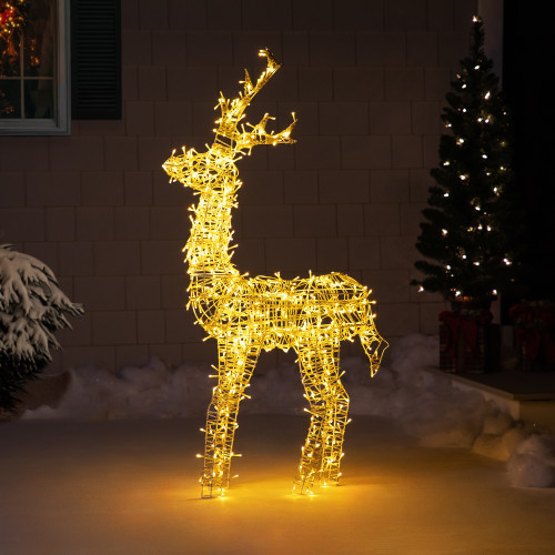 LED Lighted Upright Standing Reindeer Outdoor Christmas Decoration - 48" - Warm White