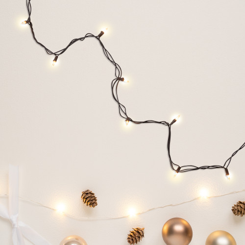 Mini Incandescent Christmas Lights - Clear - 10' Brown Wire - 50ct