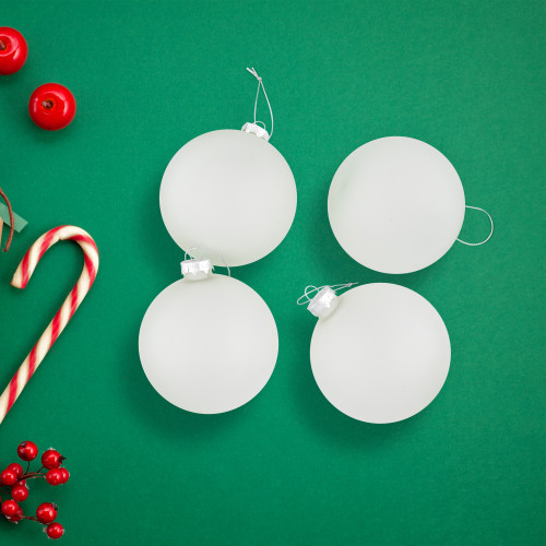 Frosted Matte Christmas Glass Ball Ornaments - 2.5" (65mm) - Clear - 4ct