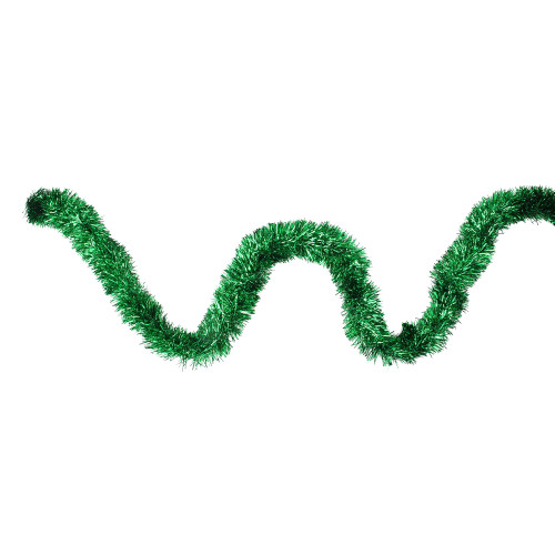 Traditional Christmas Tinsel Garland - 12' x 2.5" - Green - Unlit