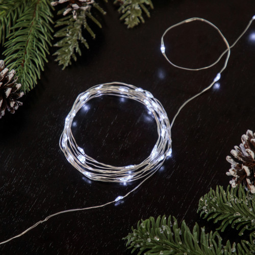 LED Micro Fairy Christmas Lights - Pure White - 16.25' Copper Wire - 100ct