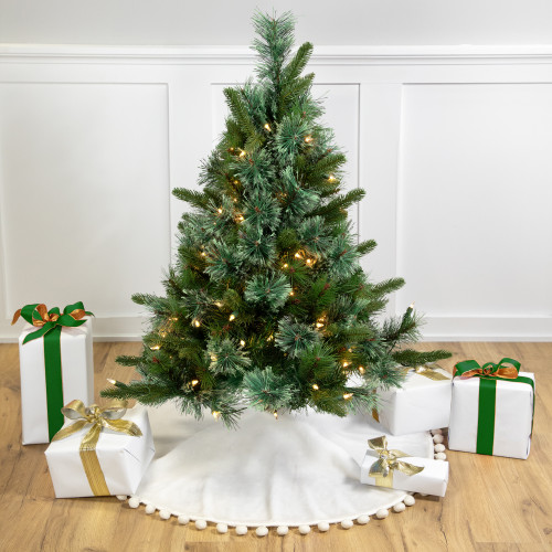 Pre-Lit Full Ashcroft Cashmere Pine Artificial Christmas Tree - 3' - Clear AlwaysLit Lights