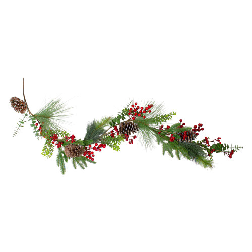 Berry Pinecones and Eucalyptus Artificial Christmas Garland - 5' x 10" - Unlit