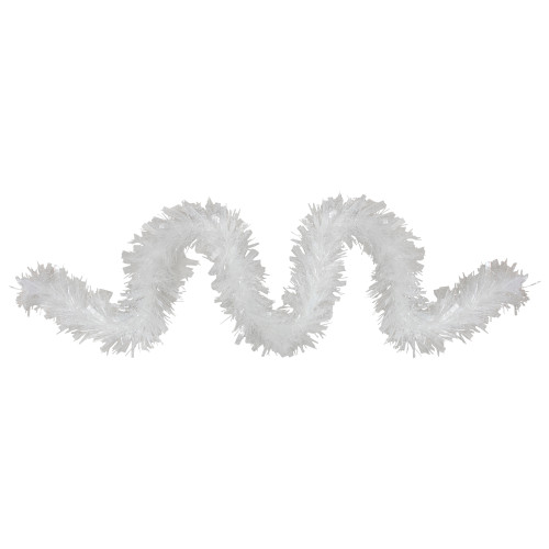 White Snowblush Wide Cut Tinsel Christmas Garland - 12' x 3" - Unlit