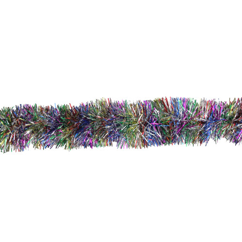 Vibrant Rainbow Christmas Tinsel Garland - 12' x 3" - Multicolor - Unlit