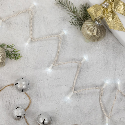LED Mini Christmas Lights - Pure White - 16.25' White Wire - 50ct