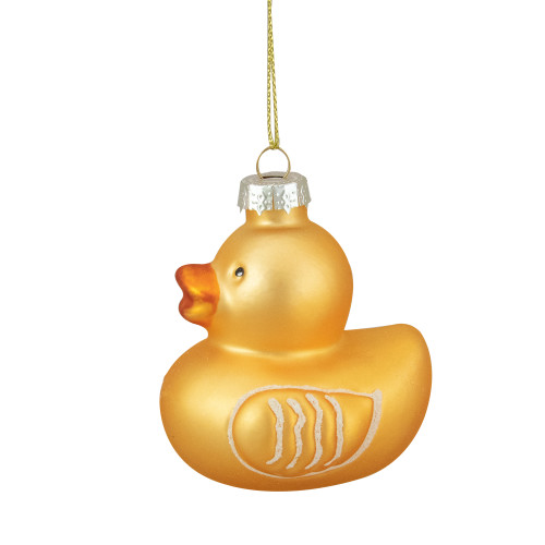 3" Yellow Rubber Duck Glass Christmas Ornament