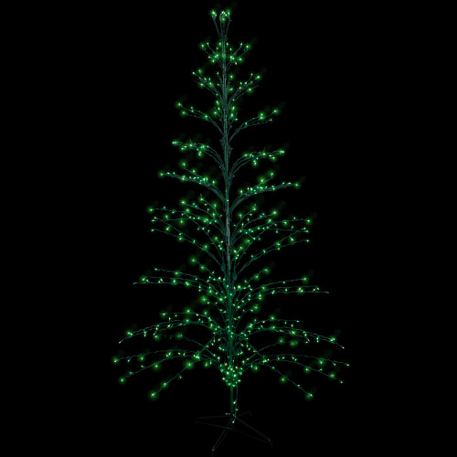 Pre-Lit Cascade Artificial Twig Tree Outdoor Christmas Decoration - 9' - Green Lights