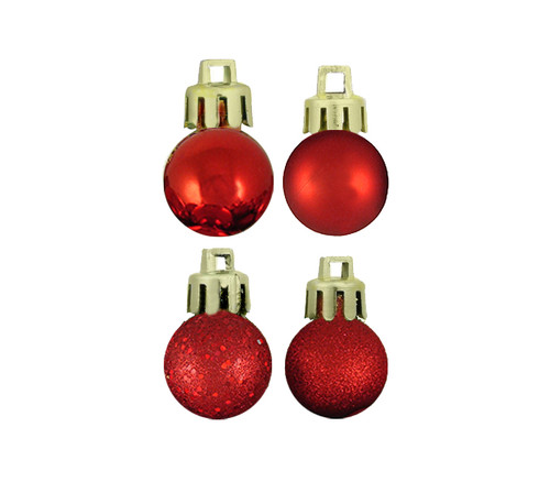 Shatterproof 4-Finish Christmas Ball Ornaments - 1.25" (30mm) - Red - 18ct