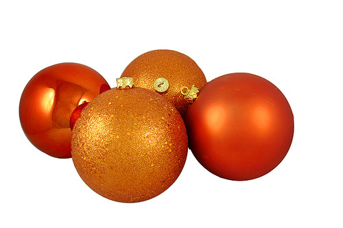 4ct Orange Shatterproof 4-Finish Christmas Ball Ornaments 6" (150mm)