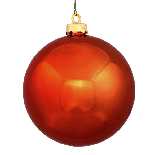 Shiny Burnt Orange Shatterproof Christmas Ball Ornament 8" (200mm)
