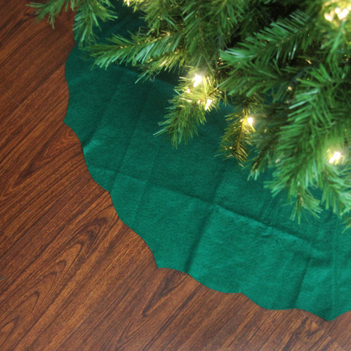 38" Pine Green Scalloped Edge Round Christmas Tree Skirt