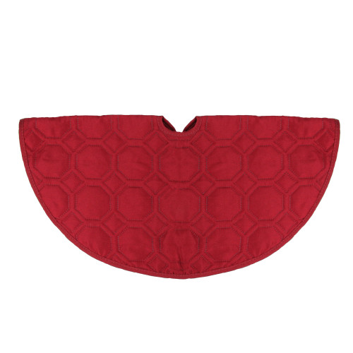 Solid Quilted Hexagon Pattern Mini Christmas Tree Skirt - 18" - Red