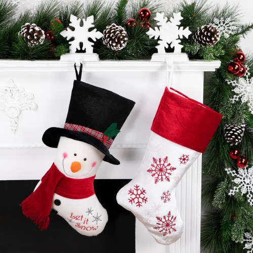 Embroidered "Let It Snow" Snowman Christmas Stocking - 19"