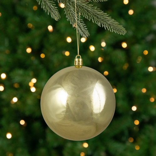 Shiny Shatterproof Christmas Ball Ornament - 4" (100mm) - Gold