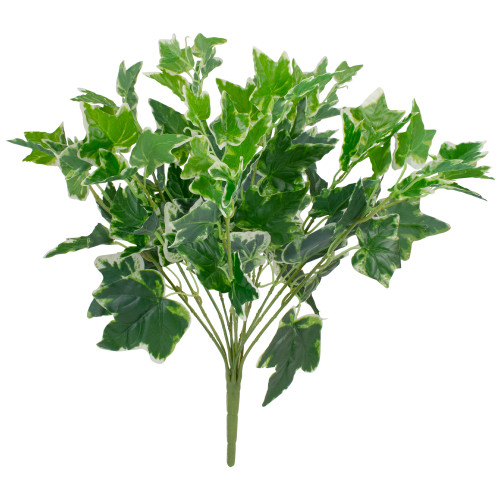 19" Green and White Two Toned Artificial Sweet Potato Spring Floral Bush