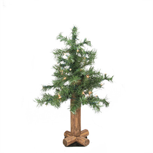2' Pre-Lit Medium Woodland Alpine Artificial Christmas Tree - Clear Lights