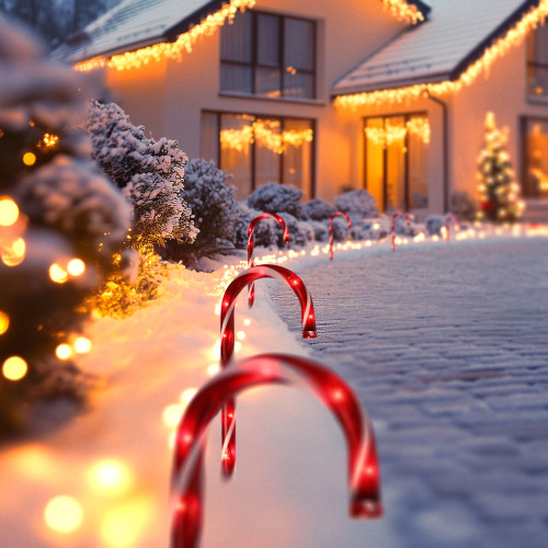 Lighted Blinking Candy Cane Outdoor Christmas Pathway Markers - 13.5" - Set of 6