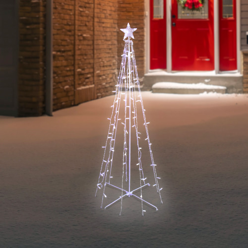 5' Blue and White LED Lighted Twinkling Show Cone Christmas Tree Outdoor Decor