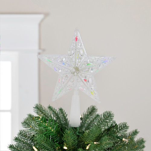 7.5" Pre-Lit Clear Jeweled Star Battery Operated Christmas Tree Topper - Multicolor Lights